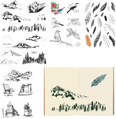 MUWINC Klare Silikonstempel Waldmotive, 49 Naturdesigns | Wiederverwendbare Bastelstempel für Scrapbooking, Tagebücher & Kartenherstellung