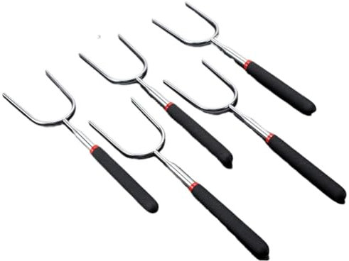 MRKU Fourche télescopique en Acier Inoxydable, Outils de Plein air, qualité Alimentaire, Longueur réglable, Durable