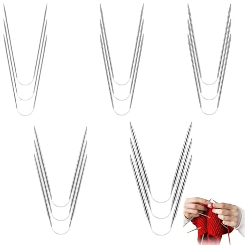15 Piezas Agujas de Tejer Circulares Acero Inoxidable,Tejido - 2,0 MM/2,5MM/3,0 MM/3,5 MM/4,0MM, Aguja de Tejer Circular Metálica de Aguja Circular para Calcetines, Mangas, Gorros Y Guantes