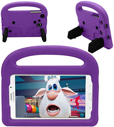 Tablettskydd Tablet Väska For Samsung Galaxy T230 / T235 Silikonväska For barn, For ShocktoFous Lightweight Dropproof Stand Case, med handtag och kickstand(Purper)