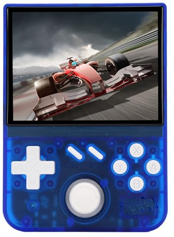 SIXRUN Handheld-Spielekonsole, ABS-Material, 3,5-Zoll-Bildschirm, 4000-mAh-, Ideal für Retro-Gaming-Enthusiasten (blau transparent)