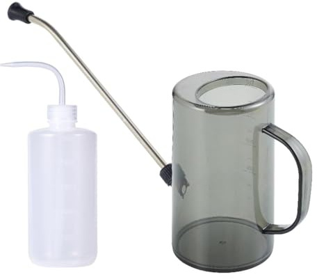 Annaffiatoio in Plastica, 1L Piccolo Con Scala per Piante da Interno con 500 ml Squeeze Annaffiatoio, Beccuccio Lungo, Innaffiatore Giardino per Appartamento
