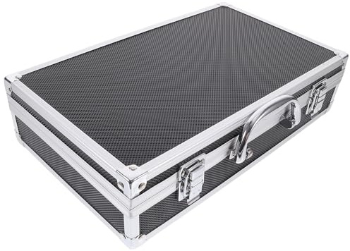 LALADEFIEE Handlicher Mikrofonkoffer aus Aluminium mit Mehrfachfächern für 2 Kabellose Mikrofone Schwarzer Mikrofon Aufbewahrungskoffer für Karaoke und Tonstudio