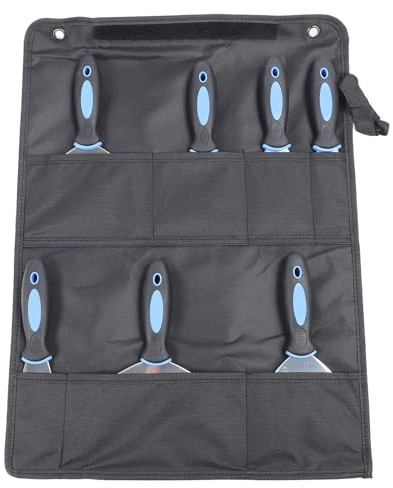 Marhynchus Juego de Raspadores de Masilla de Acero Inoxidable de 7 Piezas, Kit de Herramientas de Espátula para Paneles de Yeso con Bolsa de Almacenamiento Plegable para Reparar la Aplicación de