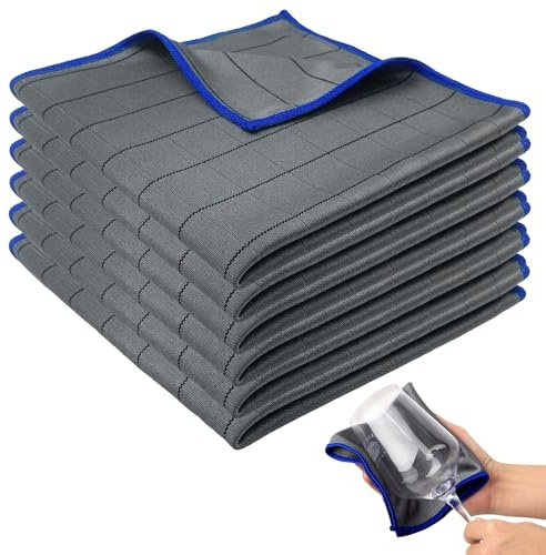 XTUDOU® 6 panni per la pulizia di finestre, in carbonio, 40 x 40 cm, in microfibra di carbonio, adatti per la pulizia di finestre, vetri e specchi (grigio)