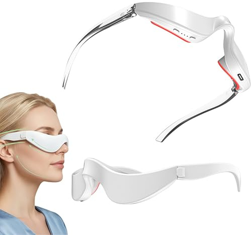 Vespera Wake & Refresh™ Red Light Therapy Glasses, Rotlicht Brille Augenringe, Mikrostrom Augenmassagegerät für Arbeit Lesen und Entspannung