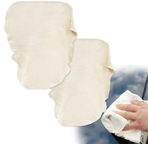 Pyralidsg 2 Pièces Peau de Chamois Voiture, 40 x 60CM Utilisation à Sec et Humide Peau de Chamois, Absorbant et Non Pelucheux Chamoisine, pour Voiture, Verre, Miroirs et Fenêtres