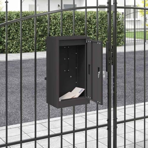 sephironlbb Buzón de acero negro con puerta y cerradura, 30 x 20 x 55 cm, resistente a la intemperie, se puede cerrar para jardín, puerta de casa y valla con ranura y espacio de almacenamiento para