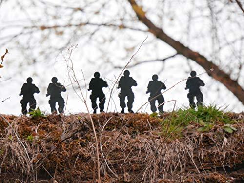 HHHunting® Pack Of 6 Freestanding 10cm Metal Soldier Target Shooting Gallery Advanced Air Rifle Shooting Games Set Air Rifle Knock Down Target Sturdy Steel Metal Soldier Targets for Garden or Home