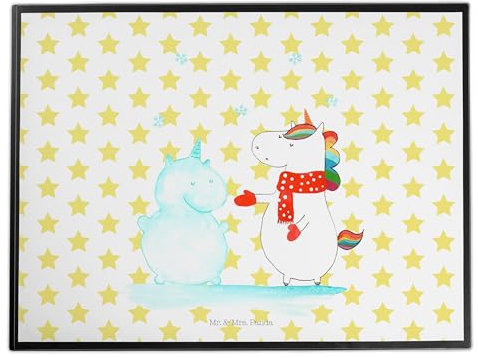 Mr. & Mrs. Panda Schreibtischauflage Einhorn Schneemann - Geschenk, Handschuhe, Schreibtisch Unterlagen, Schreibunterlage, Matte, Weihnachten, schreibauflage, schreibtischunterlagen, Mütze, Kuchen