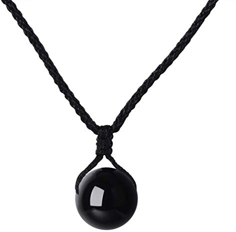 Yumilok Frauen Damen Mädchen Halskette Schwarz Cotton Cord Halsband mit Kristall Anhänger Geschenk für Mutter Freundin