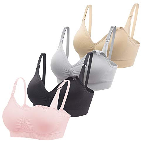 Bllatta Damen Still-BH Schwangerschaft Still BHS ohne Bügel Nahtlose Stillen ist mega toll durch den BHS(4/3 Stück)