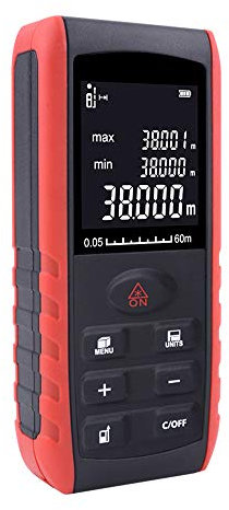 POOPFIY Digital medidor de Distancia láser, de Alta precisión y de retroiluminación LCD telémetro Cinta métrica también, Medir Distancia, área y Volumen,100m