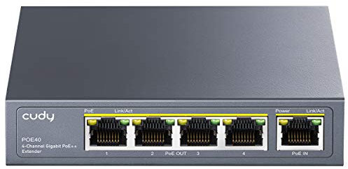 Cudy 4 Channel Gigabit PoE Extender, 1000 Mbps, 1 PoE Input, 4 PoE Output, PoE Repeater, PoE+ Amplifier, PoE++ Booster, Wall Mounting, IEEE 802.3bt / 802.3at / 802.3af Compliance