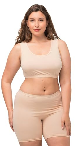 Ulla Popken Bustier, Schlupfform, Einfarbig Soutien-Gorge de T-Shirt, Blanc Nacré, 54-56 Femme