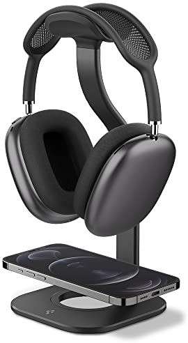 Spigen Premium Headphone Stand Designed for AirPods Max 1/2 (2020/2026), Sonos Ace, Bose, Beats, Sony, PlayStation, Sennheiser [Charger Not Included] Aluminum Headphones Dock - Space Gray