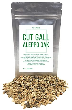 Cut Gall from Oak Trees - Natural Textile Dye - Dried, Cut & Natural Quercus Infectoria - Net Weight: 1.48oz/42g - Also Known as Spangle, Gallnut, Nutgall, Oak Apple and Oak Gall