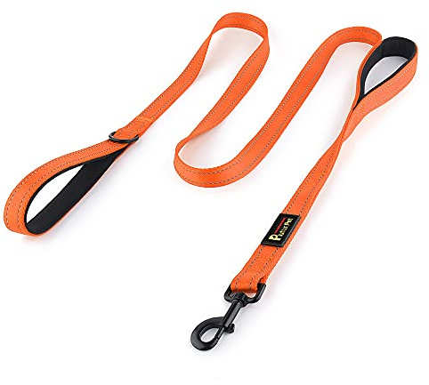 Plutus Pet Dog Leash 6ft Long,Traffic Padded Two Handle,Heavy Duty,Reflective Double Handles Lead for Control Safety Training,Leashes for Large Dogs or Medium Dogs,Dual Handles Leads(Orange)