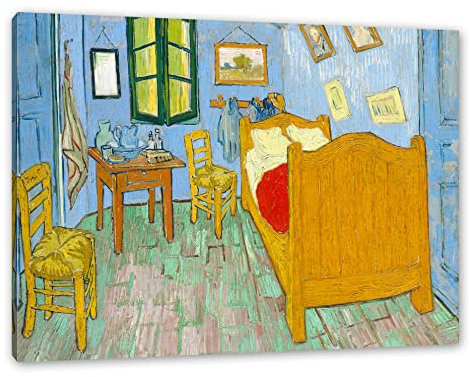Pixxprint Vincent Van Gogh - Das Schlafzimmer - zweite Version, Größe: 60x40cm, Leinwandbild, fertig gespannt, Wandbild, Dekoration, Kunstdruck, kein Poster