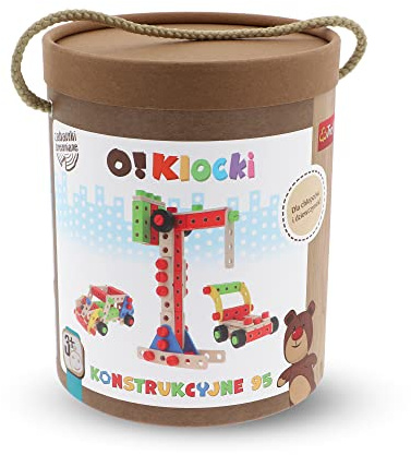 Trefl - O!Konstruktionslocks - Großes Set, 95 Teile - Holzspielzeug, Holzsticks für Kleinbauer, Klöcke, Schrauben, Werkzeuge, Umweltfreundliches Spielzeug für Kinder ab 3 Jahren