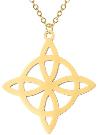 TEAMER, collar de brujería con nudo celta de bruja de acero inoxidable para mujer, colgante geométrico, joyería Vintage