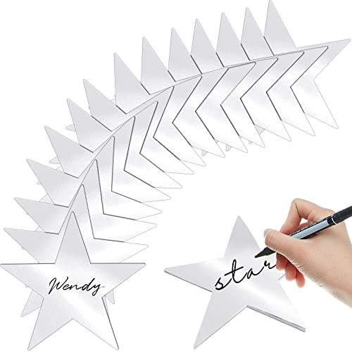 Leinuosen 80 Pieces Stars Cutouts Glitter Double Printed Paper Cardboard Stars Decorations for Bulletin Board Classroom Wall Graduation Party Supply, 6 Inches(Silver)
