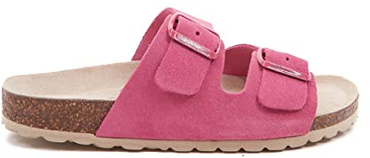 Abbacino Sandalia plana de mujer de serraje en fucsia Fucsia