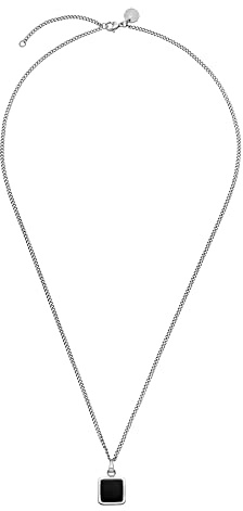 Purelei Night Halskette (Silber), Wasserfeste Halskette für Männer mit quadratischen Anhänger, Halskette aus Edelstahl für Herren, Geschenk für Männer