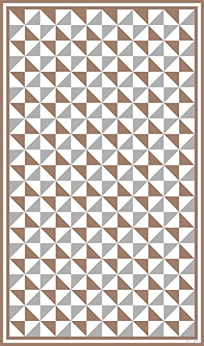 DobleUve Estudio Tapis Vinyle 31 | Brun | 47x80 cm | Tapis Cuisine | Tapis de Salon Antidérapant Antifongique Ignifuge | Tapis Enfants | Tapis Bain PVC | Tapis PVC