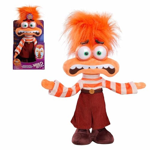 Just Play Peluche Trema con Ansia Inside Out 2 di Disney e Pixar, 33 cm, con effetti sonori, peluche, giocattoli per bambini dai 3 anni