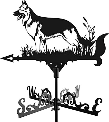 EICOFF Roofs Decor Dog Weather Vane, Iron Art Garden Ornaments Outdoor, Wind Vane for House Garage Cupola Barn Or Pavilion, German Shepherd Weathervane