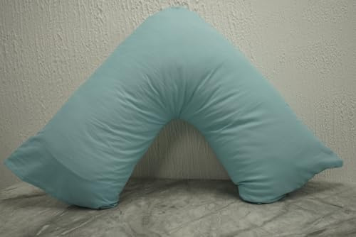 ARLINENS V Pillow With Pillowcase - Orthopedic V Pillow, Hollow Fiber V For Neck, Back Pregnancy & Nursing Support with polycotton pillowcase Standard Size 74 x 34cm (Duck Egg Blue)