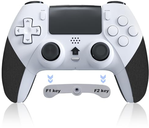 LuckyMoon Wireless Controller for PS4, Gamepad Joystick Controller Compatible with PS4/Pro/Slim with Dual Vibration/6-Axis Gyro Sensor/Turbo/Programmable Buttons(White)