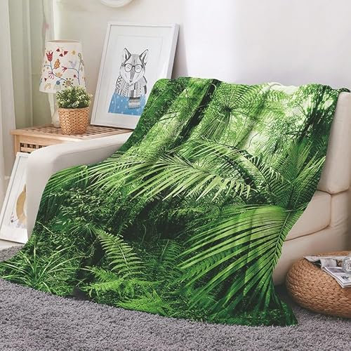 EHOMERY Couverture De Voyage Flanelle Graphiques Intéressants pour Les Enfants Stitch Forêt Vierge Paysage La Climatisation Vert 200x150cm