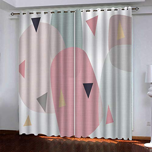 MAYNUO Blickdichte Vorhänge Mit Motiv 3D Abstrakter Rosa Druck Kinder Gardinen Blickdicht Ösen Gardine Thermo 264x214 cm Schlafzimmer Kinderzimmer Vorhänge Dekoratives Muster, Verdunklungsvorhänge