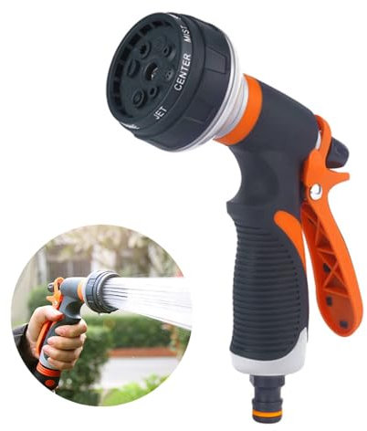 Roysmart Pistola Giardino Innaffiare, 8 Spruzzi Diversi con Irrigazione Multifunzione Pistola da Giardino, Spruzzatore Manuale ad Alta Pressione per irrigazione Prato, Lavaggio Auto, Pet Balneazione