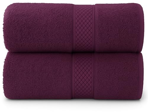 Lyra Linens - 100% Egyptian Cotton Bathroom Hand Towel - Pack of 2 OR 4 500 Gsm Hotel Quality, 50cm x 85cm, Quick Dry, Soft And Absorbent, Hair Towels (2, Aubergine)