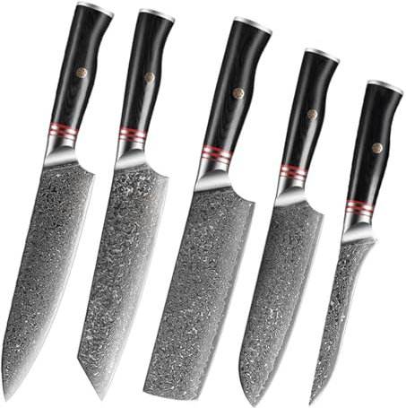 FBITE Coltello da chef in acciaio di Damasco Coltello da affettare Mannaia Coltello da cucina giapponese Set di coltelli da cucina in acciaio inossidabile modello VG10