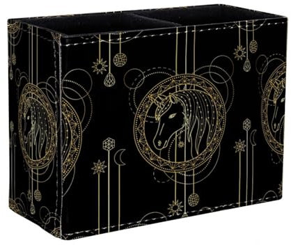 Eslifey Stifthalter, quadratischer Stifthalter für Schreibtisch, goldenes Einhorn, Stern, Mond, Stiftebecher, Make-up-Pinselhalter, Ständer, Display, Schreibtisch, Schreibwaren, Organizer für Zuhause,
