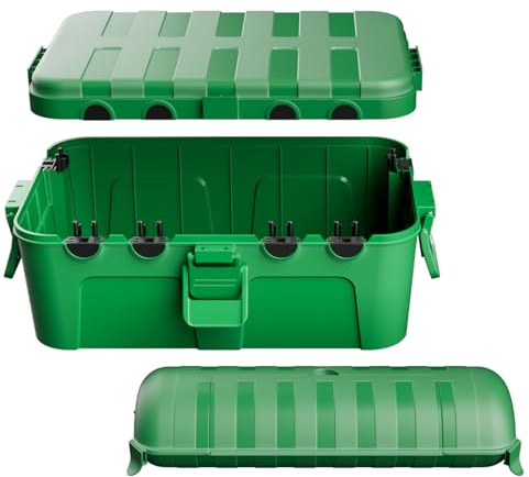 [2-Piece Set] RESTMO Large Waterproof Electrical Box (32 × 22 × 13cm) with 1 Medium (29 × 11 × 7.5cm), IP54 Outdoor Extension Lead Cover for Plug, Socket, Timer, Power Strip, Holiday Lights, Green