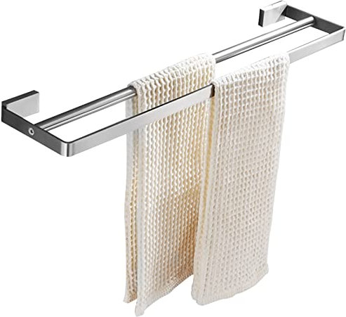 GSZCCZS Doppelte Handtuchstangen für Badezimmer, Handtuchstangenhalter aus Edelstahl, 40–80 cm, Handtuchhalter, Wandmontage, Handtuchhalter, gebürstetes Silber-Finish