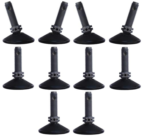 cyclingcolors 10x Pied réglable vérin vis avec rotule M10 de réglage Plastique Ajustable Poussoir butée Acier Meuble Outillage 150Kg Max, Ø32mm