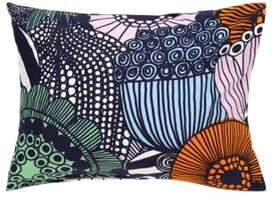 Marimekko Siirtolapuutarha Pillow case 80x80 cm, Off White, dk.Blue, orange