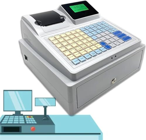 Elektronische Kasse,Restaurant POS-Kasse 81 Tasten,Supermarkt Kiosk Einzelhandel Kassensystem,Kassensystem für den Einzelhandel und Registrierkassenschublade,Registrierkasse für kleine