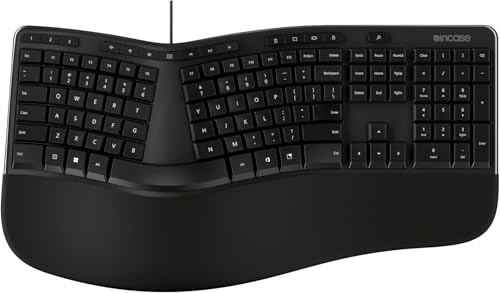 Incase Ergonomische Tastatur – entworfen von Microsoft – EN-EU-Layout, raffiniertes ergonomisches Design, integrierte Tastenkombinationen, geschichtete Handballenauflage für erhöhte Handgelenkstütze