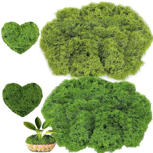 lomdung 200g Kunstmoos zum Dekorieren, Künstliches Moos Deko, Fake Moosdekoration, Dunkelgrün 100g + Hellgrün 100g, für Wanddekoration, Krippen, Aquarium und Modellbau, Kunst Moos zum Basteln