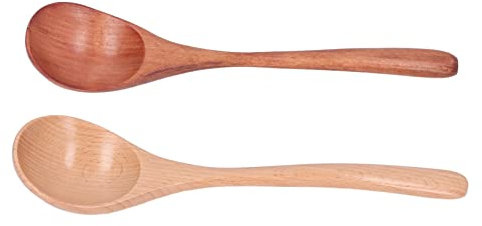 Cuchara de Sopa de Madera, 2 Piezas Planta Central la Cucharada Madera Ellipse, Cuchara Largo con Utensilios Cocina Japoneses para Cocinar Miel con Combinación Miel, Fácil Lavar, Fácil Transportar