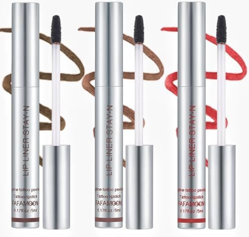 Tattoo Lipliner Set, 3 Stück, Peel-Off Langanhaltend, Wasserfest, Matte Finish, 5ml,B