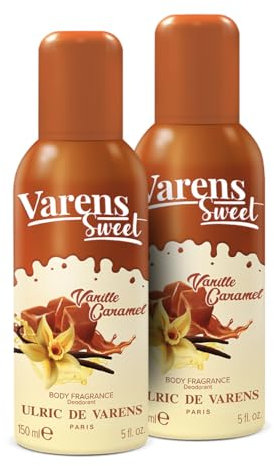 ULRIC DE VARENS - Body Fragrance Varens Sweet Vanille Caramel - Gourmand, Caramel, Vanille - Parfum & Déodorant Femme 2-en-1 - Vaporisateur - Spray - Lot de 2 x 150 ml