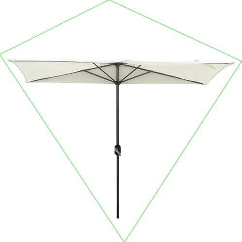 250 cm rechteckiger Terrassenschirm mit Kurbel, 5 Rippen, tragbarer Outdoor-Wandschirm für Garten und Innenhof (Off-White) – ideal als Sonnenschutz